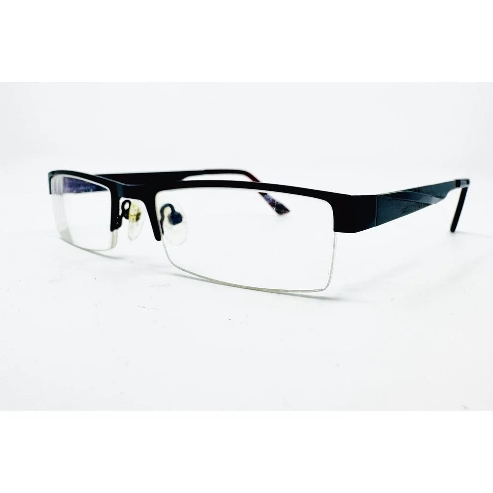 EyeBuyDirect Malmo Eyeglasses Mens Black Half Rim Rectangle Frames 50-19-135